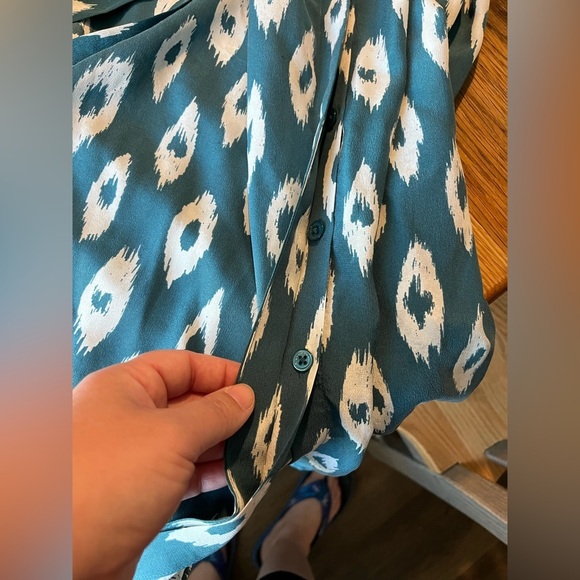 Equipment Silk Blue and White Halter Midi/Maxi Sundress Size Small - Picture 6 of 10